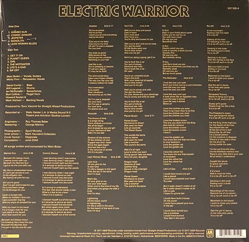 T.Rex Electric Warrior Record Store Day Exclusive Gold Vinyl