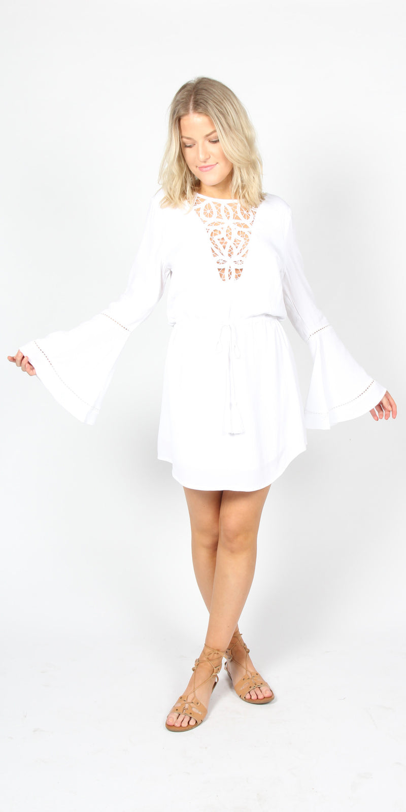 SASS Solitare Trimmed Dress White