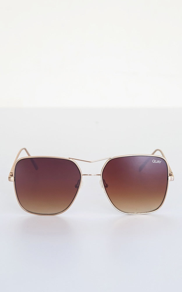 Quay Australia Stop and Stare Gold/ Brown Sunglasses