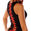 Full Back Corset Beater Tank Top Black with Red Ribbon