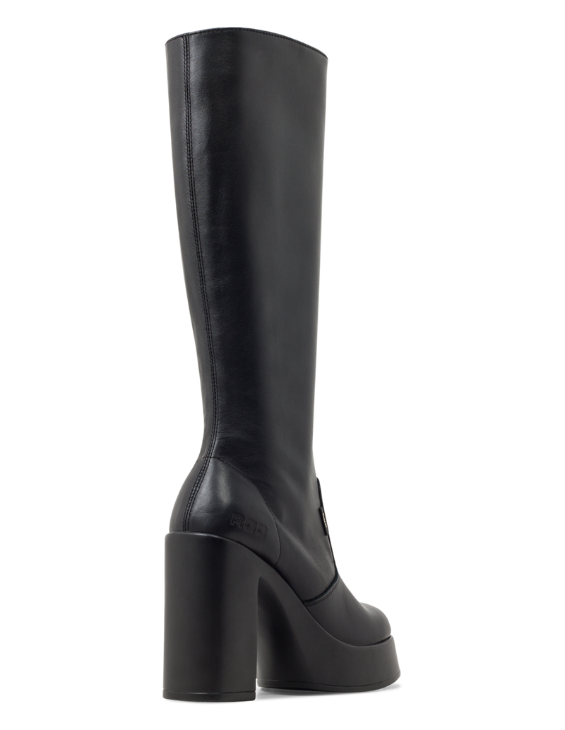Roc Boots Nebraska Black Leather Knee High Boots
