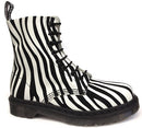 Dr Martens 1460 Pascal Zebra Pattern White with Black 8 Hole Boot